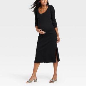 Long Sleeved Black Maternity Dress